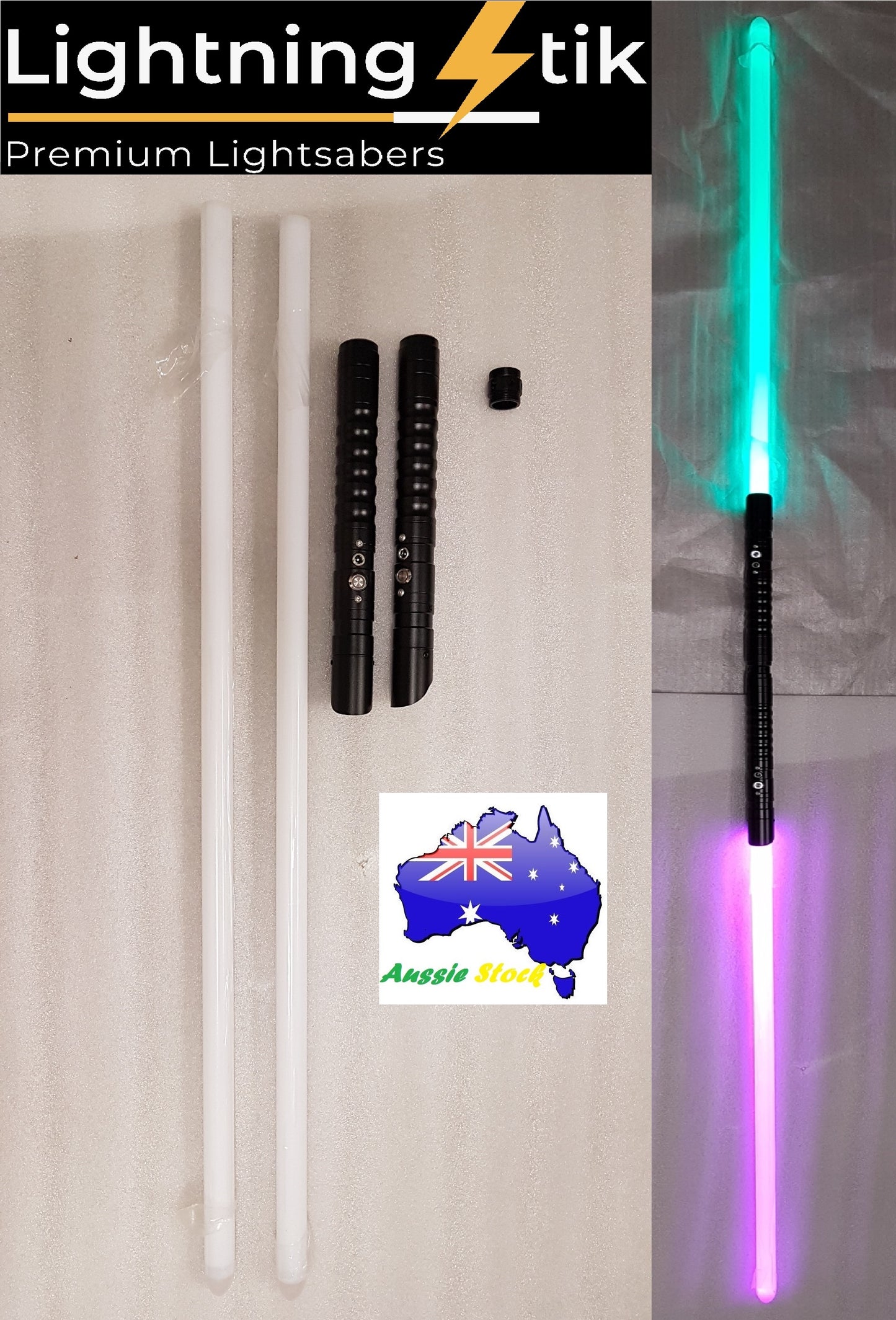 202cm Metal Double blade Saber Staff 11 Colour 3 Sound Fonts