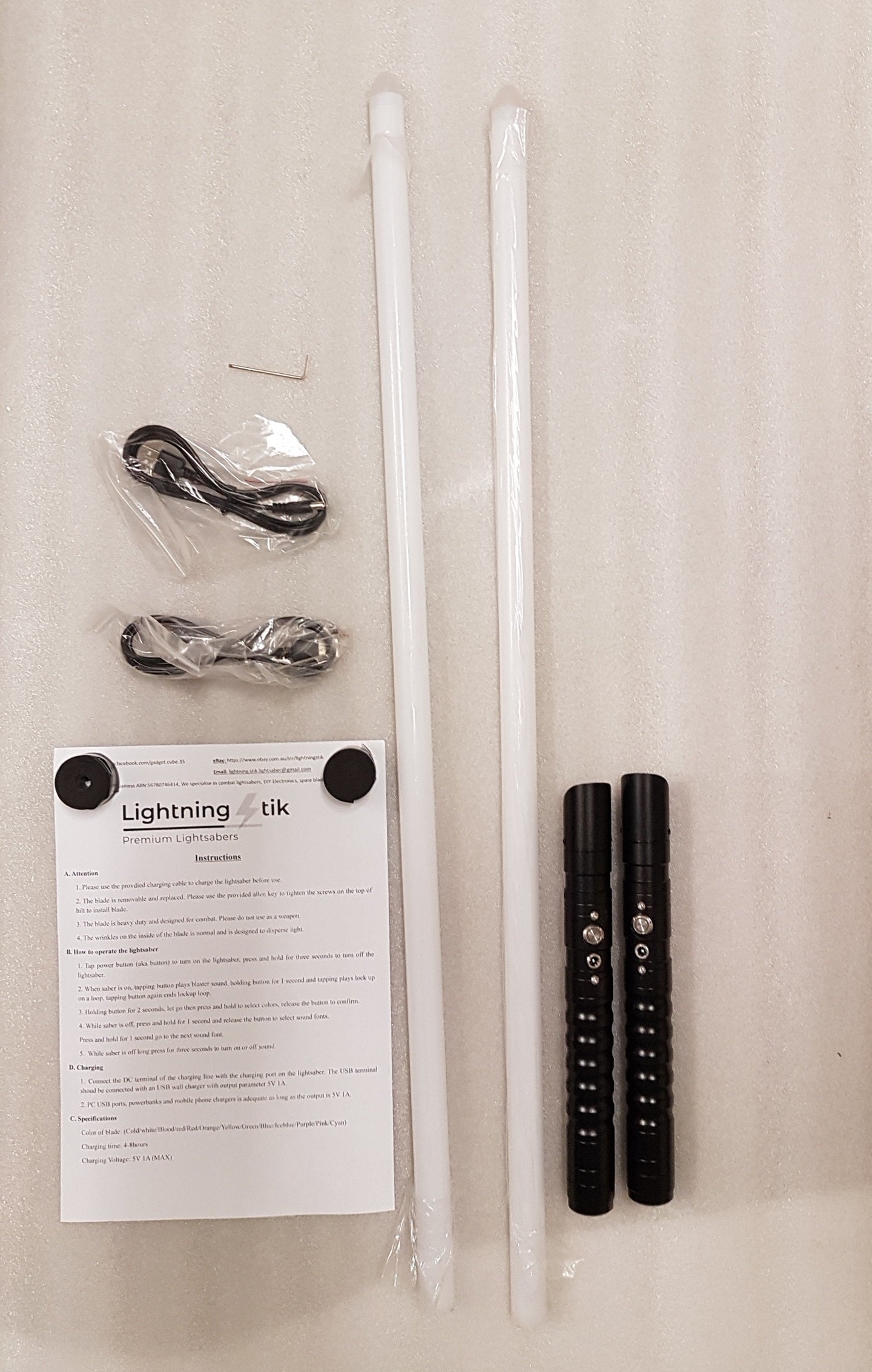 202cm Metal Double blade Saber Staff 11 Colour 3 Sound Fonts