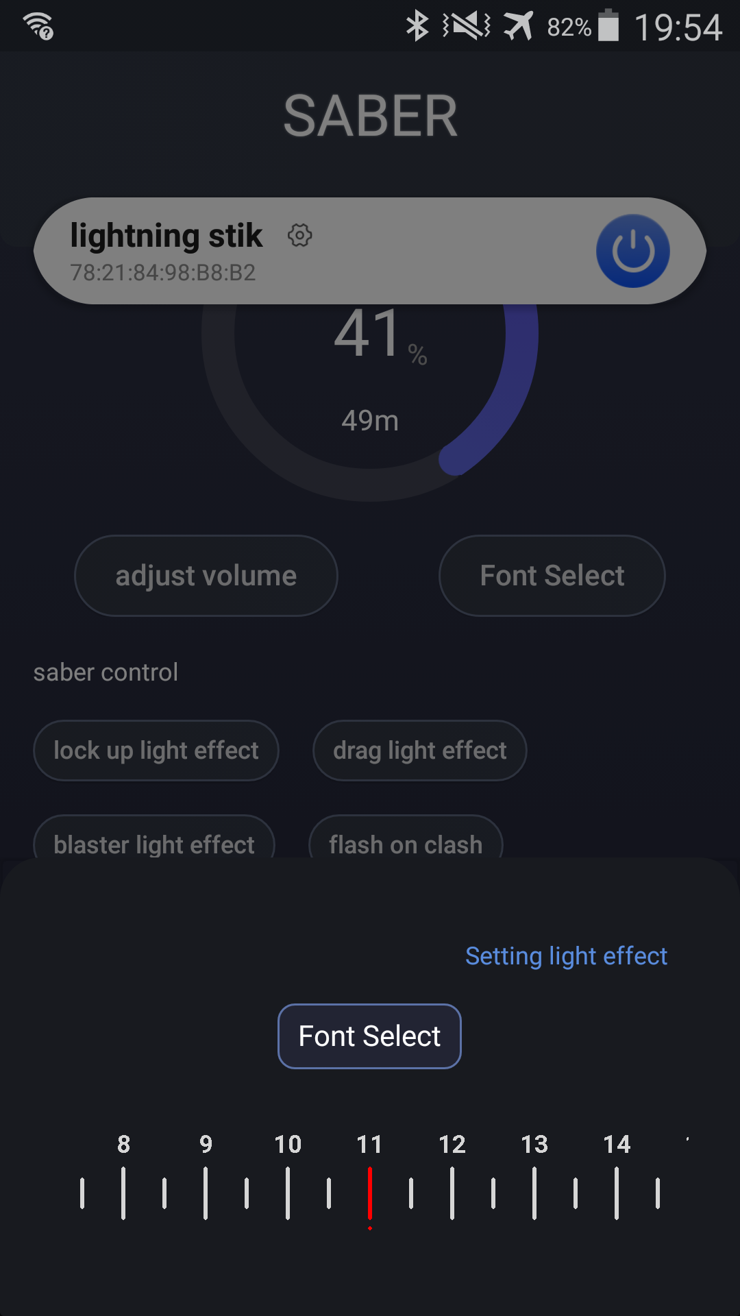 Staccato Mk II Metal Saber XRGB V3 Base lit Bluetooth - 16 Sound Fonts 112cm