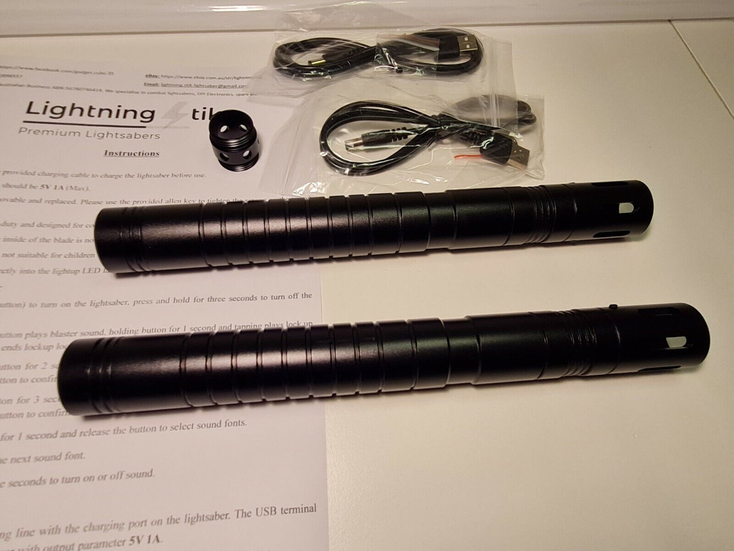 Lightning Ball - 202cm Metal Double blade Saber Staff 11 Colour 3 Sound Fonts