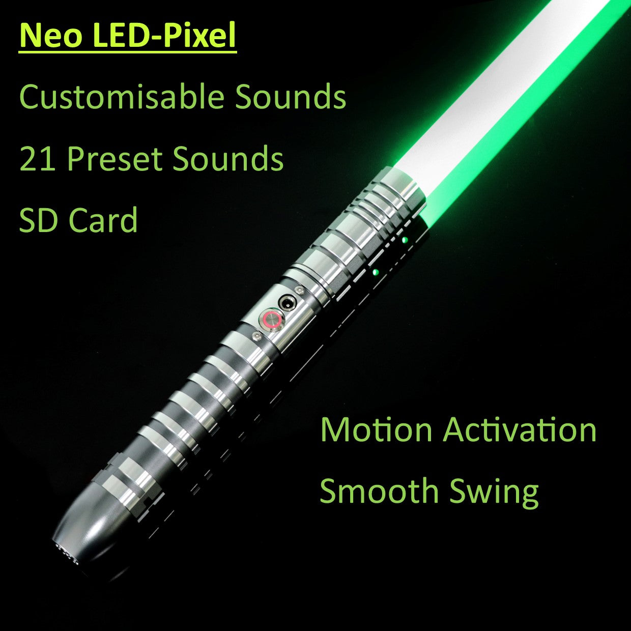 Superbolt Mk II Neo LED Pixel - 115cm Metal Saber Heavy Duty Sabre Infinite Colours LED-Pixel 21 Sound Fonts Custom Sound Font