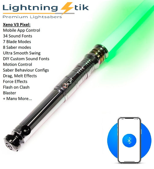 Realistic Metal Saber Neo LED-Pixel Bluetooth - 114cm 34 Sound Fonts