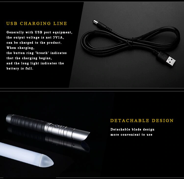 Staccato Stik Motion Activation - 100cm Metal Saber Heavy Duty Blade 19 Colours 10 Sound Fonts