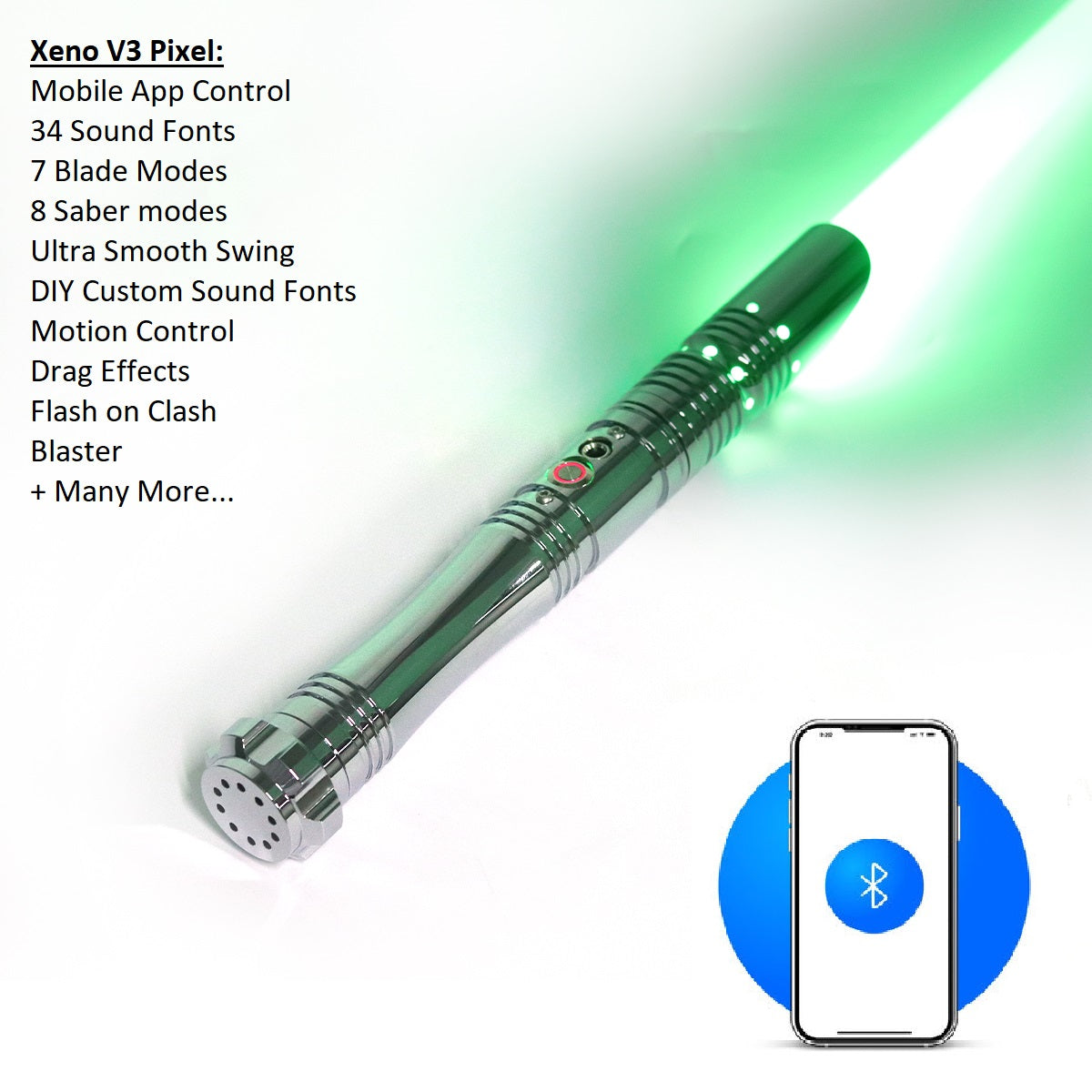Super Charge Neo LED Pixel Bluetooth - Metal Saber Heavy Duty Sabre 34 Sound Fonts 115cm