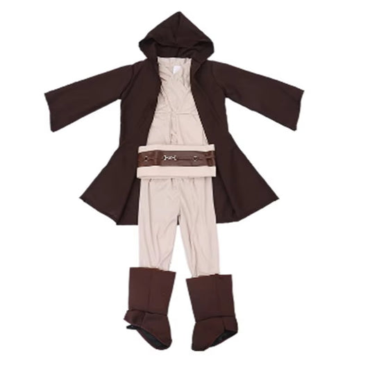 Jedi Knight Costume Children kids - Jedi Robe Full Set including Top, Pants, Cloak, Belt, and Shoe Covers