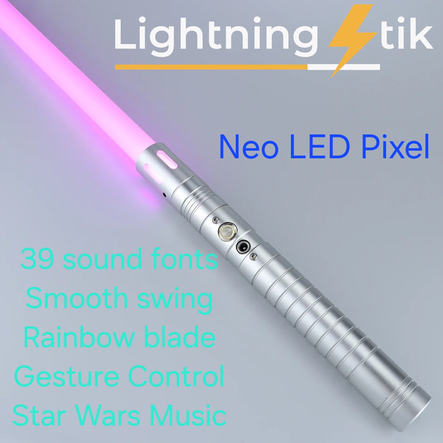 Lightning Ball NEO LED Pixel - 100cm Metal Saber Heavy Duty Blade DIY Custom Sound Fonts