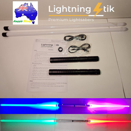 Lightning Ball - 202cm Metal Double blade Saber Staff 11 Colour 3 Sound Fonts