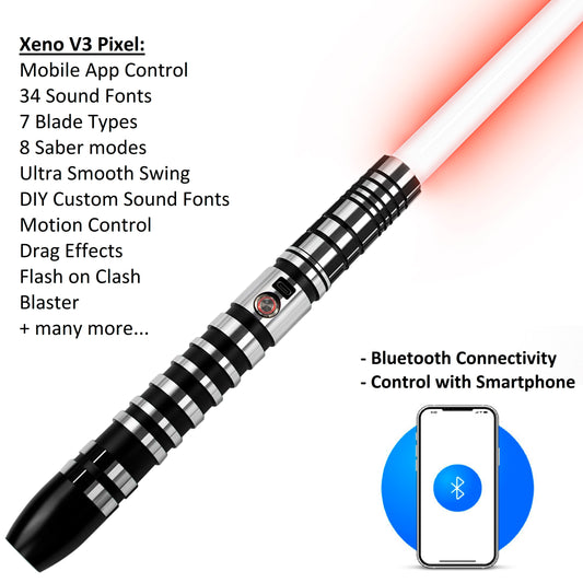 Superbolt Mk II Neo LED Pixel Bluetooth - 115cm Metal Saber Heavy Duty Sabre Infinite Colours LED-Pixel 34 Sound Fonts Custom Sound Font