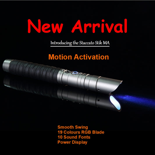 Staccato Stik Motion Activation - 100cm Metal Saber Heavy Duty Blade 19 Colours 10 Sound Fonts