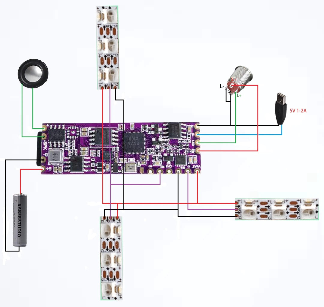 DIY NEO LED Pixel Saber Electronics Xenopixel v2 Soundboard 21 Sound Fonts 16gb SD Card DIY Sounds